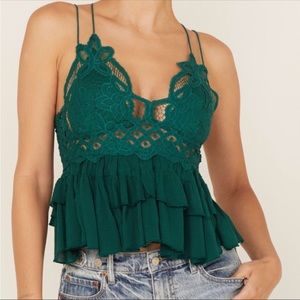 Free people Adella lace ruffle top